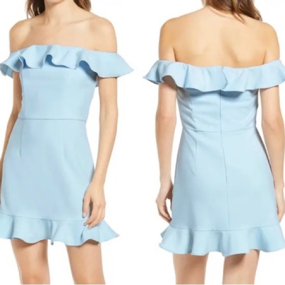 French Connection Baby Blue Ruffle Dress - Picture 1 of 5